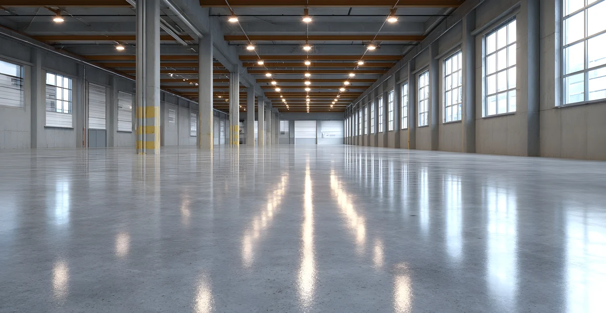 Nave industrial con iluminación LED y tableros eléctricos en operación continua