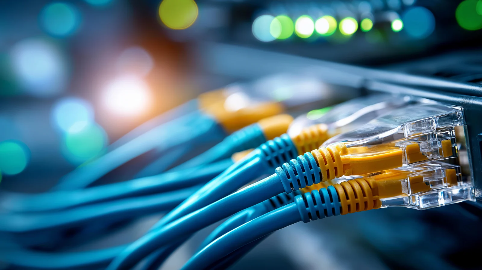 Rack de telecomunicaciones con cableado estructurado y fibra óptica